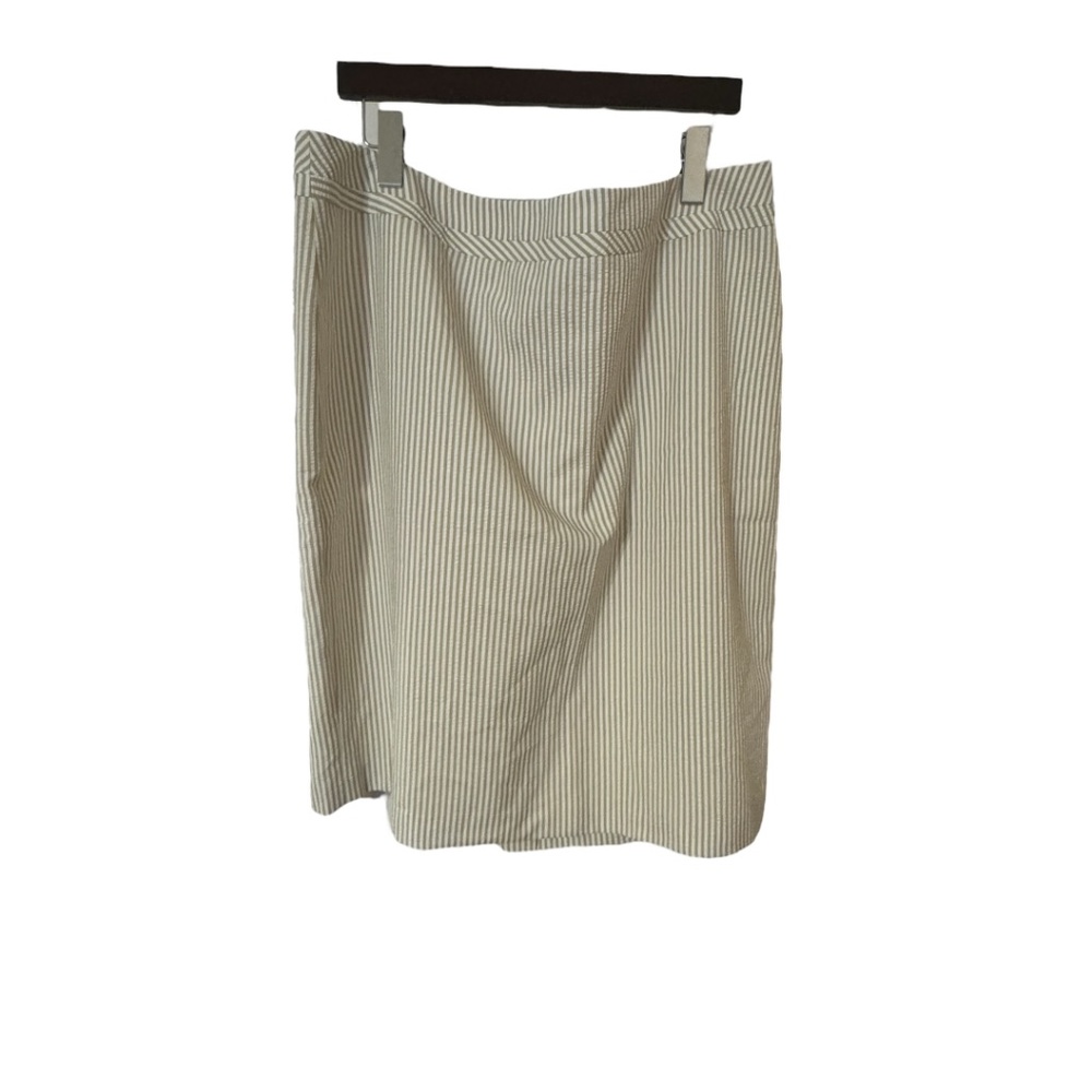 NWT Tahari ASL Bella Khaki / White  Straight Pencil Seersucker Skirt Size 16W